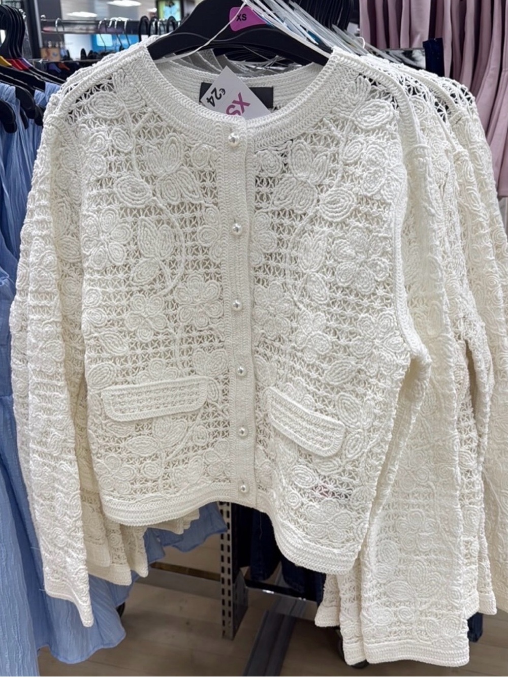 Primark Cream Crochet Textured Jacket